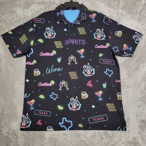 Horn Legend Bamboo Men Polo Large Black Luxury Performance Wine Beer Texas Print